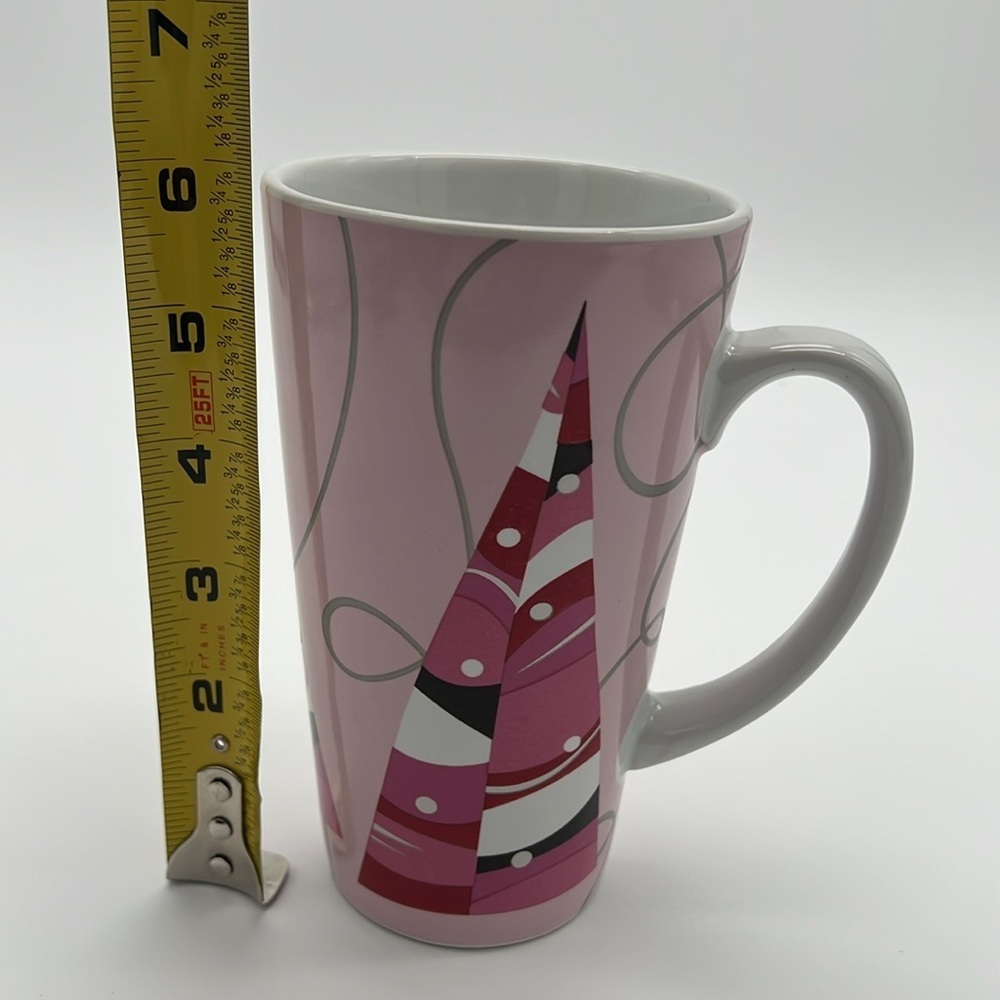 Starbucks Coffee 2004 Pink Holiday Christmas Tree Tall Ceramic Mug Cup - Picture 10 of 11